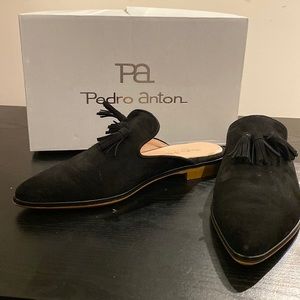 Pedro Anton black suede slides